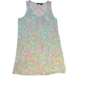 Lauren Ralph Lauren Womens Paisley Pastel Pajamas Night Gown Shirt Size M Preppy